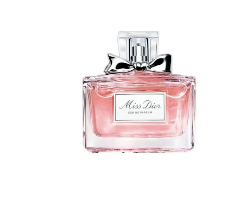 Miss Dior: clear glass, pink perfume and silver bow